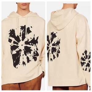 Sandro Paris Tie Dye Stretch-cotton Hoody in Beige Black Pullover Sz XXL NWT